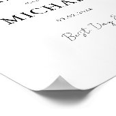 Poster Élégant, blanc, accueil Mariage minimal (Coin)