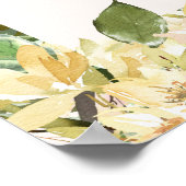 Poster Elégant Blanc Floral Feuilles Bonne fête d'anniver (Coin)