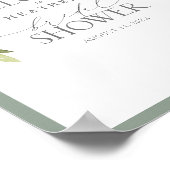 Poster Elégant blanc gris vert Aquarelle Bienvenue (Coin)