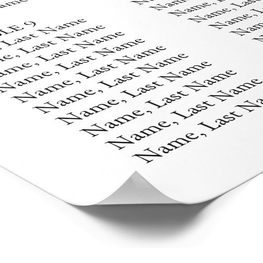 Poster Elégant Blanc Orchidée Boho 12 Tables SEATING CHAR (Coin)