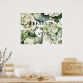 Poster Elégant blanc vert aquarelle mariage floral (Cuisine)