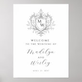 Poster Élégant Blason de Monogramme Vintage Bienvenue de  (Devant)