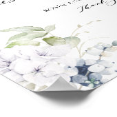 Poster Élégant Bleu Blanc Floral Mariage Guestbook (Coin)