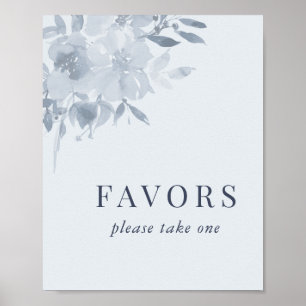 Poster Élégant bleu bleu bleu floral Faveurs de mariage S