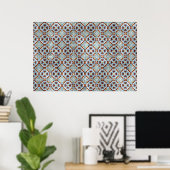 Poster Elégant bleu Brown Mosaic Motif Kaleidoscope (Bureau à domicile)