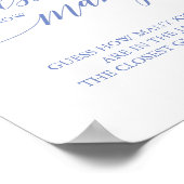 Poster Élégant Bleu Calligraphie Devinez Combien de Bisou (Coin)