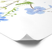 Poster Elégant bleu clair Mariage Floral Bienvenue (Coin)