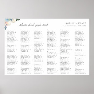 Poster Elégant Bleu clair Mariage Plan de siège