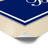 Poster Elégant, Bleu, Faux Or 18ème Anniversaire + Nom (Coin)