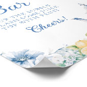 Poster Elégant bleu floral Citrus thème Mimosa Bar (Coin)