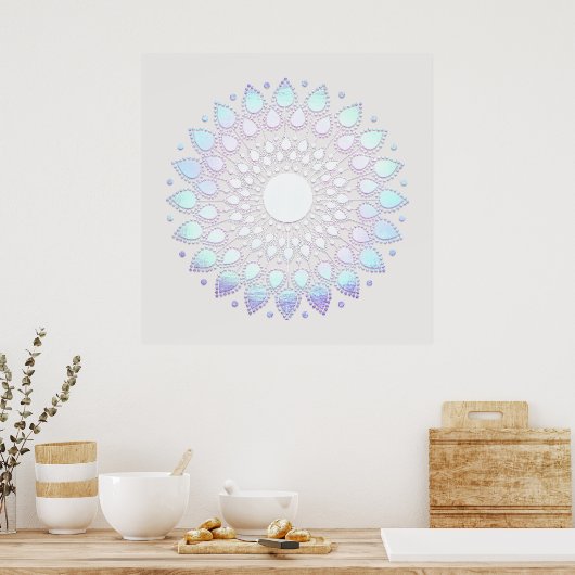 Poster Elégant bleu floral Lotus Mandala (Cuisine)
