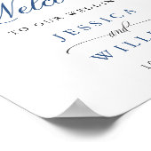 Poster Élégant bleu Hydrangea rose Rose Mariage (Coin)