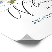 Poster Élégant bleu Hydrangea rose Rose Mariage (Coin)