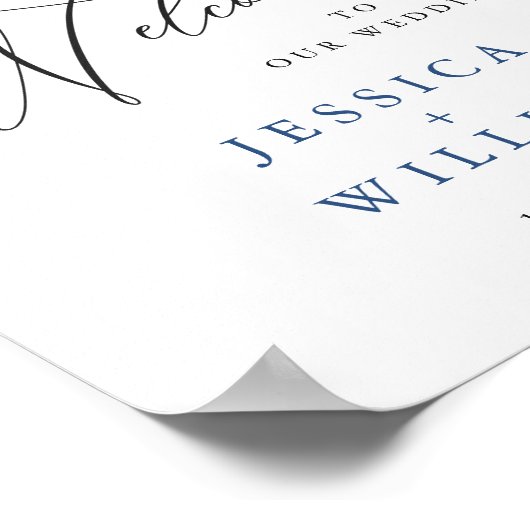 Poster Élégant bleu Hydrangea rose Rose Mariage (Coin)