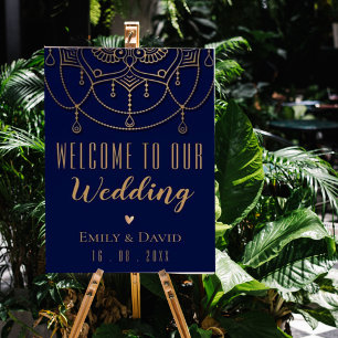 Poster Elégant Bleu Indien Design traditionnel Bienvenue