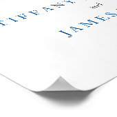 Poster Elégant Bleu & Pêcher Floral Mariage Weclome Poste (Coin)