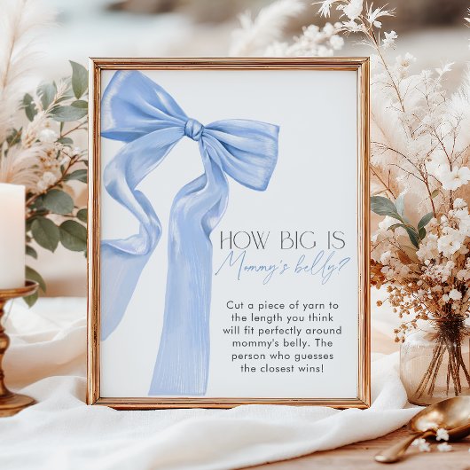 Poster Elegant Blue Bow How Big is Mommy’s ventre