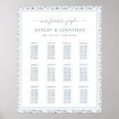 Poster Elegant Blue Chinoiserie Wedding Seating Chart (Devant)