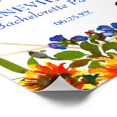 Poster Elégant Blue Floral Bachelorette Party Bienvenue (Coin)