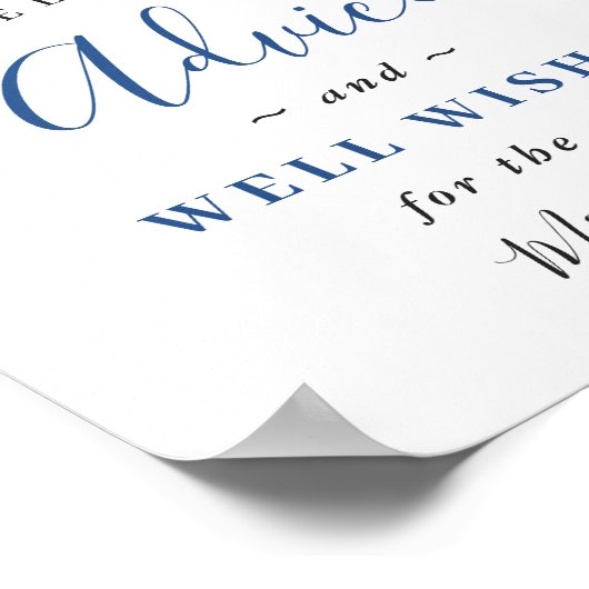 Poster Elégant Blue Hydrangea Conseils et souhaits Mariag (Coin)