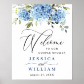 Poster Elégant Blue Hydrangea Eucalyptus Couple Douche (Devant)