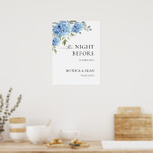 Poster Elégant Blue Hydrangea Eucalyptus REHEARSAL DÎNER (Cuisine)