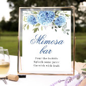 Poster Elégant Blue Hydrangea Mimosa Bar Mariage