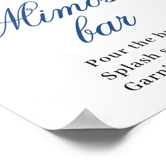 Poster Elégant Blue Hydrangea Mimosa Bar Mariage (Coin)