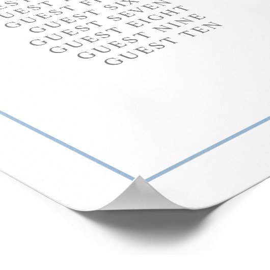 Poster Elégant Blue Hydrangeas Mariage Plan de siège (Coin)