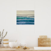 Poster Elegant Blue Ocean Waves Acrylic Artwork | (Cuisine)