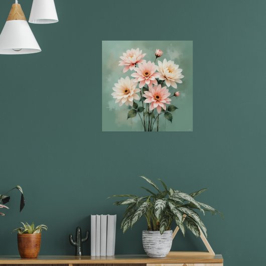 Poster Elegant Blush Chrysanthemum Art (Salon 1)