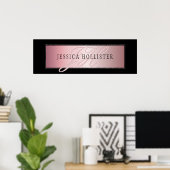 Poster Elégant Blush Faux Rose Gold | Nom et initiales (Bureau à domicile)