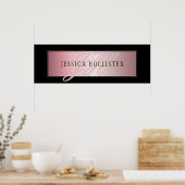 Poster Elégant Blush Faux Rose Gold | Nom et initiales (Cuisine)