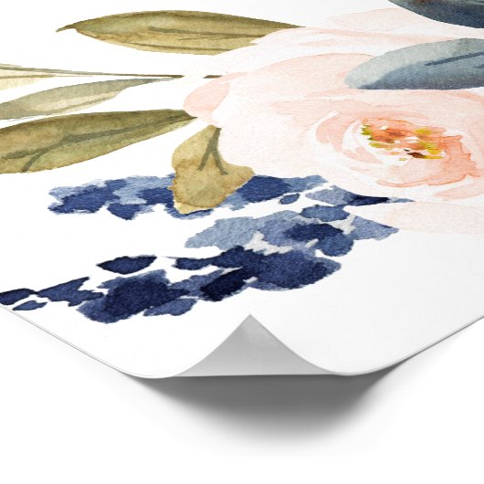 Poster Elégant Blush Floral Bridal Brunch Bienvenue (Coin)