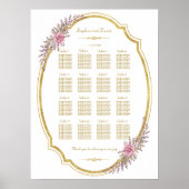 Poster Élégant Blush Floral Gold Frame Seaton Chart (Devant)