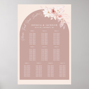 Poster Élégant Blush Floral Mariage Carte de siège