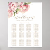 Poster Elégant Blush Floral Or Blanc Mariage Siège (Devant)