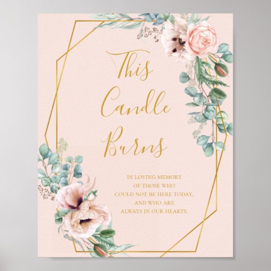 Poster Élégant Blush Floral Pastel Cette bougie Brûle Sig (Devant)