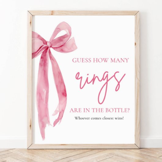 Poster Elégant Blush Pink Bow Devine Combien De Bagues Je