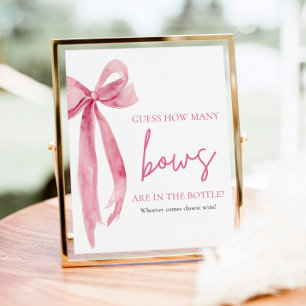Poster Elégant Blush Pink Bow Devine Combien De Bows Jeu