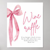 Poster Élégant Blush Pink Bow Wine Raffle Jeu (Devant)