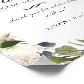 Poster Élégant Blush Plum Floral Faveur Mariage Signal (Coin)