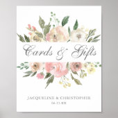 Poster Elégant Blush rose Floral Cartes de Mariage & Cade (Devant)
