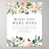 Poster Élégant Blush Rose Floral Souhaite Que Vous Étiez  (Devant)