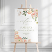 Poster Elégant Blush & Sage Green Baby shower Bienvenue