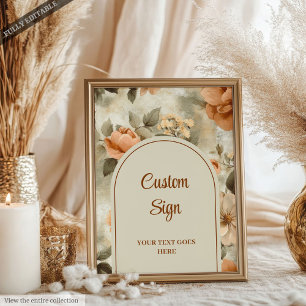 Poster Élégant Bohème Terracotte Ivoire Sage Floral Perso
