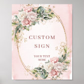 Poster Elegant Bohemian Blush Pink Greenery Custom Sign (Devant)
