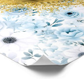 Poster Élégant Boho Dusty Blue Gold Mariage (Coin)