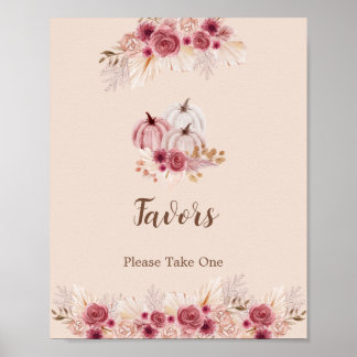 Poster Elegant Boho Fall Pumpkin Favors Please Take One