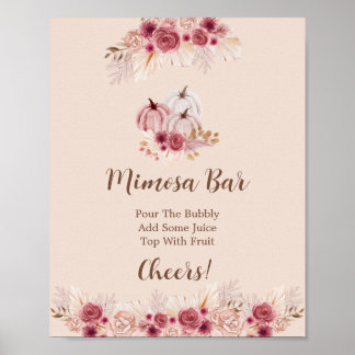 Poster Elegant Boho Fall Pumpkin Mimosa Bar